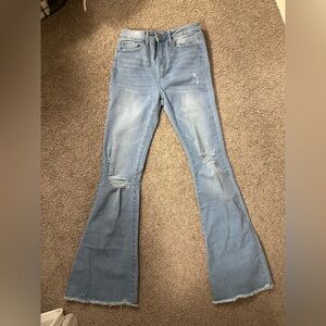 Women's Light Blue Distressed Jeans